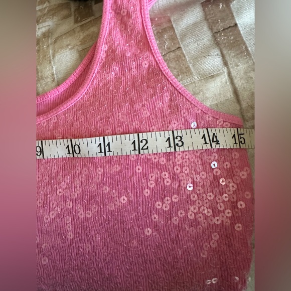 Express Pink Sequin Tank Top Size Medium - Picture 6 of 7